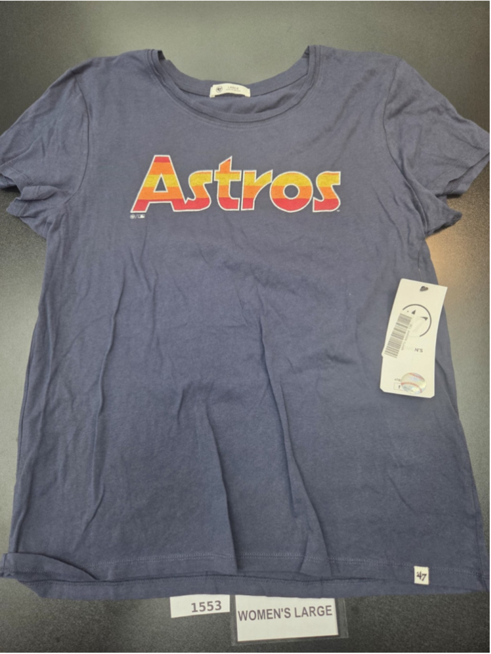 Houston Astros ’47 Women’s Large Retro Rainbow Logo T-Shirt NWT #1553